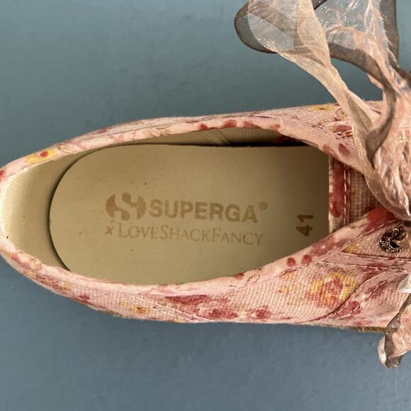 Superga x LoveShackFancy 2730 Tokyo Pink Floral Espadrille Platform Sneakers - Picture 12 of 12